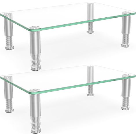 Lot de 2 supports pour moniteur d'ordinateur avec support de bureau multimédia réglable en hauteur pour ordinateurs, ordinateurs portables et télévise (1/5)