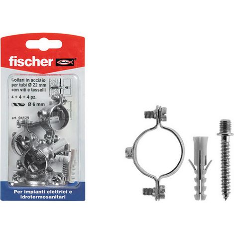 Colliers en acier pour tubes de mm. 13-14 pièces 4 + 4 + 4 fischer.