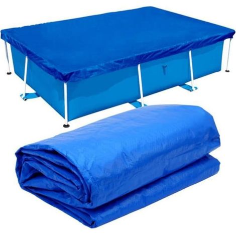 1 Bâche de piscine rectangulaire, Tissu PE épaissi résistant aux UV, Corde d'attache incluse, Pour piscine 400x211 cm (1/3)