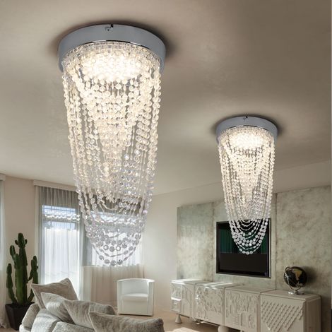 Lampadario LED plafoniera plafoniera lampada in cristallo, sospensione in cristallo cromato, 12W 910lm 3000K, PxH 20x34 cm
