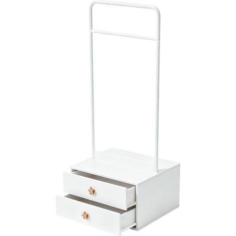 Appendiabiti da terra per bambini 70 x 55 x 168 cm con 2 cassetti e ganci a stella bianco (1/5)