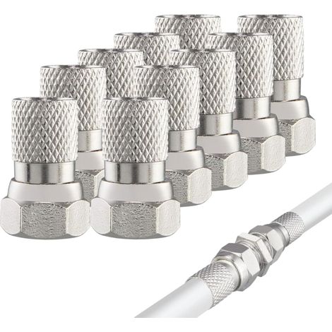 F-Connector 7mm Adaptateur D'Antenne Tv 10 Pièces, Type F Connecteur Coaxial Antenne Tv Connecteur D'antenne Convient Pour Les Appareils De Télévision Par Câble Convient Pour Les Boîtes De Télé (1/5)