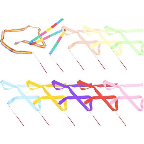 10 rubans colorés pour la gymnastique artistique et la danse-200X4.5CM