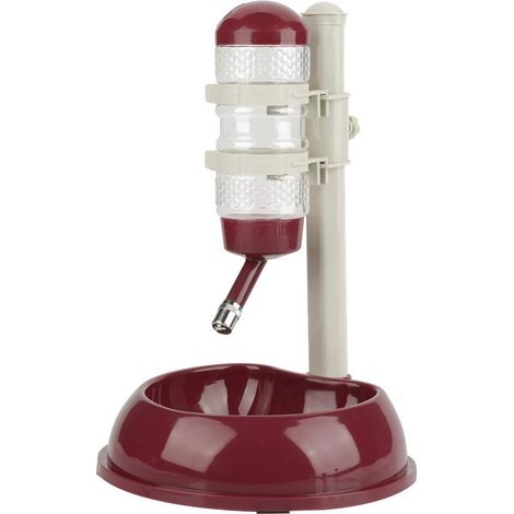 Distributeur Bouteille d'Eau Automatique + Bol Nourriture pour Animaux Gamelle Hauteur Réglable en Plastique pour Chien Chat (Brun)