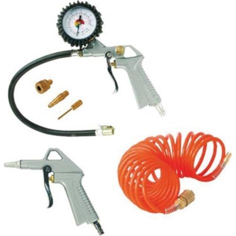 Stanley – Kit 6 accessoires pour compresseur d'air pneumatique – Pistolet à air – Pistolet de gonflage – Tube spirale flexible 5m