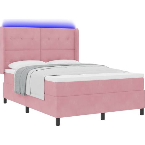 Maison Exclusive - Boxspringbett mit LED-Lichtleisten Rosa 140 x