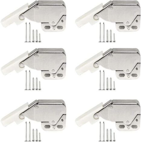 6 pièces Serrure d'armoire à Ressort, Mini Loquets Tactiles, Loqueteaux à Ressort, Mini Latch, Latch Loqueteaux, Appuyez pour Ouvrir et Fermer, avec Vis de Montage, pour Armoire de Cuisine (1/5)