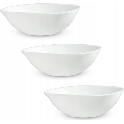 KADAX Weiße Glasschale, Salatschale, Set Schale, eckige, weiße, 17cm, 3x