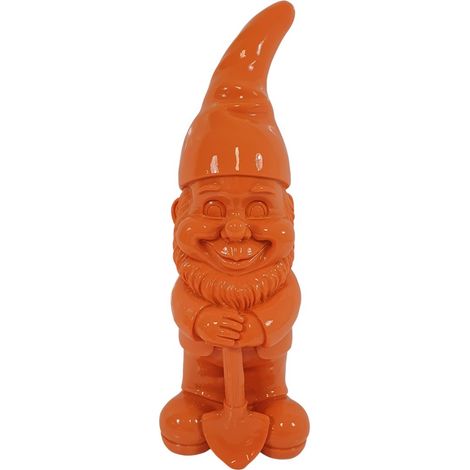 Dekofigur Zwerg mit Spaten 17,5 x 6 cm orange Dekofigur