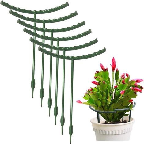 Anneau de support pour plantes, 6 supports demi-cercles, supports ronds réglables, verts pour petites fleurs et légumes (Vert A) A - (1/5)