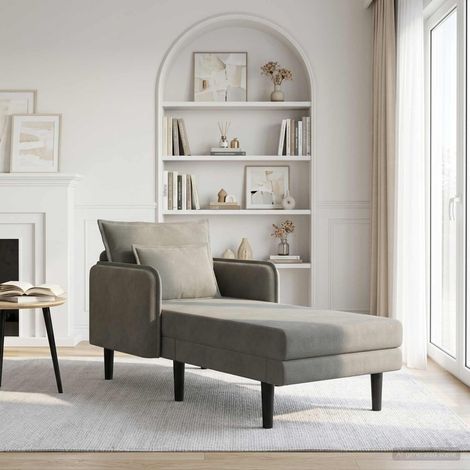 vidaXL Grande méridienne Gris clair Tissu en velours côtelé (1/5)