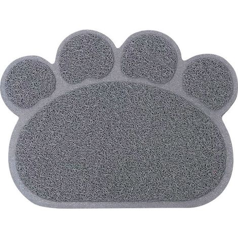 Tapis Litière Pour Chats, Haute Qualité Bac À Litière Pour Chats Grande, Matériel de Pvc, Forme de Patte de Chat Mignon, Imperméable et Durable, Facile À Nettoyer, Antidérapant, Gris, 40 cm × 30 cm (1/5)