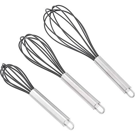 Set composto da 3 pezzi in acciaio inox e silicone con rivestimento antiaderente, altezza 20,3 cm, colore nero, misure rispettivamente 25,4 cm e 30,5 cm. (1/5)
