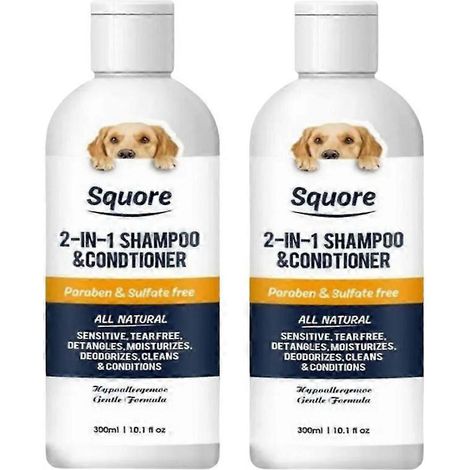 Lot de 2 shampoings et après-shampoings 2 en 1 pour chiots (300 ml chacun) - Shampoing hydratant naturel - Shampoing hydratant pour chiens à la peau sensible - pH équilibré (1/5)