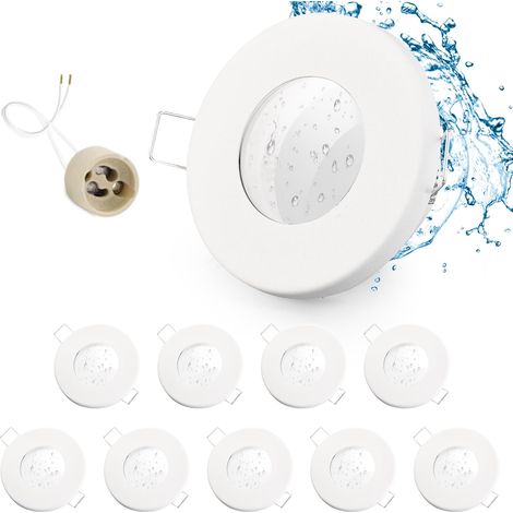 10x Spot LED Encastrable IP65 Cadre Avec Douille GU10, Spots de plafond en Fer Blanc, Rond plat Spots Salle de bain spot cadre d'encastrement 68mm pour extérieur- intérie (1/5)