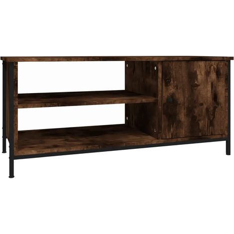 Mueble TV roble ahumado 100 x 40 x 45 cm con elegante espacio de almacenamiento y patas de metal de madera contrachapada roble ahumado 020048528 (1/5)