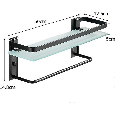 Étagère Murale en Verre Tablette Salle de Bain avec Porte - serviettes L50cm (1/3)