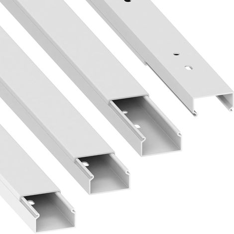 Goulotte de câblage (avec trous de montage dans le sol) 15x30 mm, en PVC, longueur 4 m (4 x 1 m), blanc (1/5)