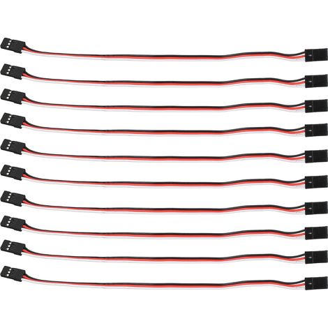 Lot de 10 câbles rallonge servo 3 broches, connexion conducteur de servo pour voiture modèle, âme en laiton 200mm femelle-femelle