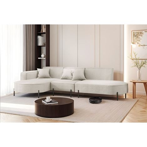 Ecksofa Designersofa VALENCIA in Stoff Scala Sand Ottomane Links (1/2)