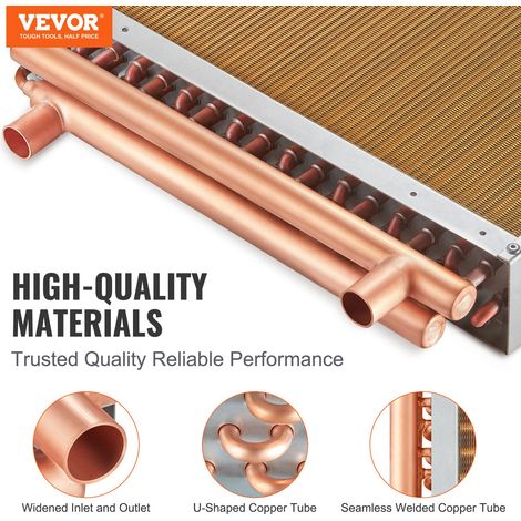 Échangeur de chaleur eau-air, 45,7x50,8 cm, échangeur thermique, 3 rangées ports en cuivre, 242 ailettes aluminium pour four à bois… (1/5)