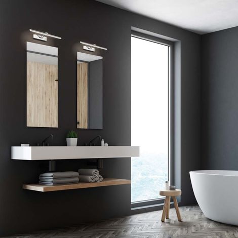 Applique murale LED pour salle de bain, luminaire pour miroir, en métal, IP44, résistant aux éclaboussures (1/4)