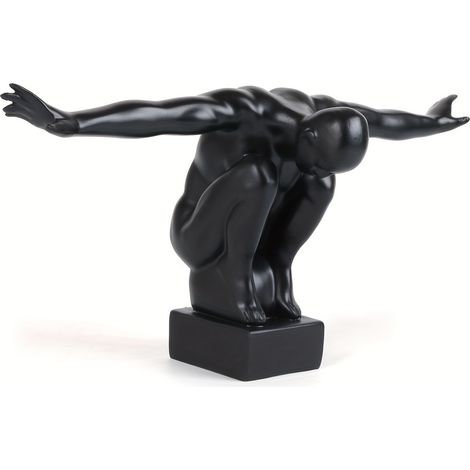 Zeitgenössische Harzskulptur, die einen Athleten darstellt – eine dynamische Taucherfigur. Ein sportliches Kunstwerk, vielseitig einsetzbar als Raumdekoration und ideal für verschiedene Anlässe. Ein S