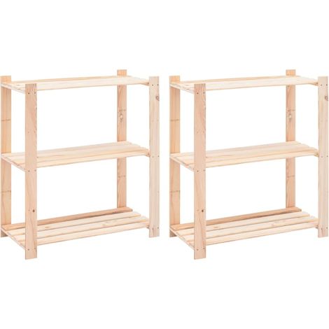 vidaXL Étagères de rangement à 3 niveaux 2 pcs 80x38x90 cm Pin 150 kg (1/5)