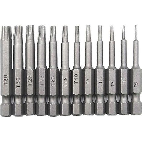 Jeu de 12 embouts de tournevis Torx T5-T40 à mandrin hexagonal de 50 mm (1/4 pouce) pour tournevis électrique (1/5)