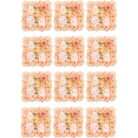Paneles de pared florales, diseño 3D de seda, fácil montaje, color naranja. (1/2)