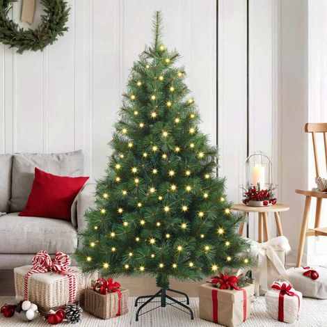 Künstlicher Weihnachtsbaum mit 150 LEDs Grün 150 cm PE und PVC