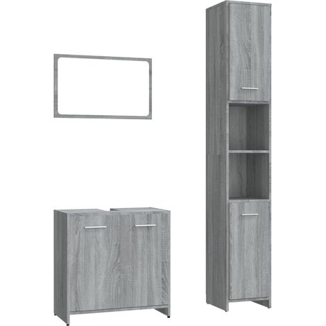 Ensemble de meubles de salle de bain 3 pcs Sonoma gris (1/5)
