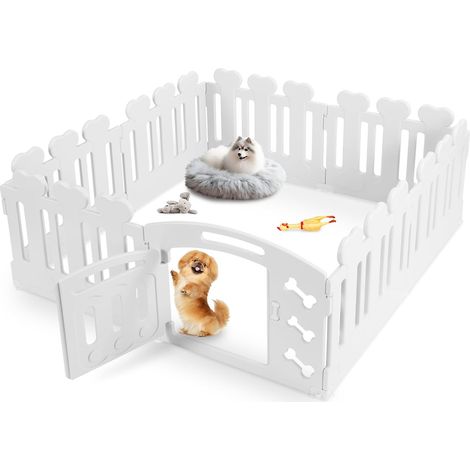 Plastique Parc pour Chien 60cm Haut,7+1 PCS Panneaux,Enclos pour Chat et Lapin,Pliable, (Blanc) (1/5)