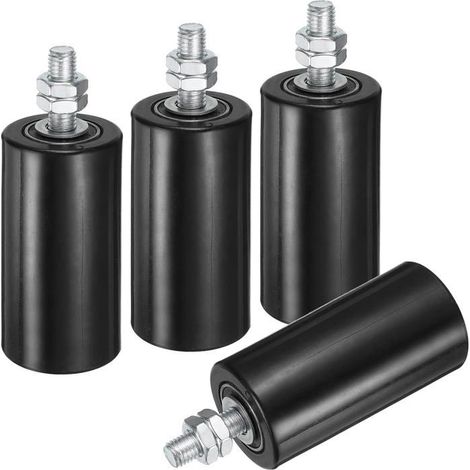 Lot de 4 rouleaux de guidage pour portail coulissant, 10,2 cm en nylon, ensemble de support de portail, guide universel à roulement (1/5)