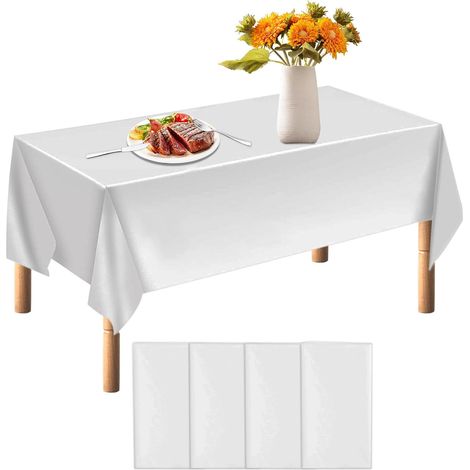 Nappe Blanche Jetable,Nappe Blanc,4 Pièce Nappes Blanche Jetable Effet Tissu,137 x 274 cm Nappes Blanches Rectangulaire pour Fête Pique Nique Barbecue Mariages Anniversaire Banquet (1/5)