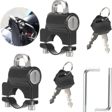 Clavier 2 jeux de Antivol Casque Moto, Alliage D'aluminium Verrouillage de Casque Universel Cadenas de Sécurité, Avec 4 Clés, 2 Rondelles