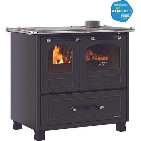 Cucina a legna family 7,5 kw nero antracite modello 4,5 - misure cm.96,4x64,2x85,3h. - peso kg.125
