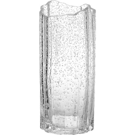 Jarrón cilíndrico luminoso, soplado a mano, jarrón de vidrio luminoso con piedras luminosas, 30 cm (1/5)
