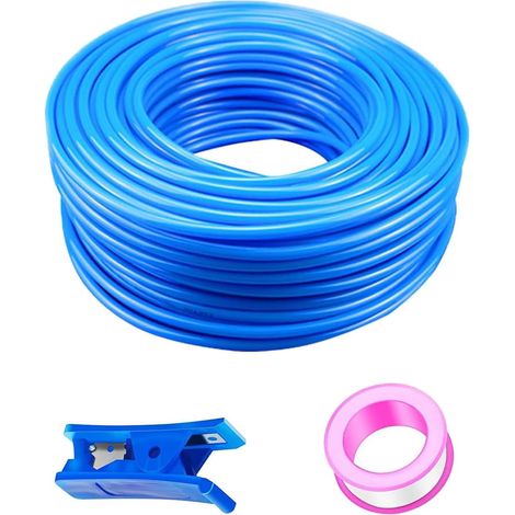 50 Meter Polyuréthane Tuyau Bleu Pneumatique, PU Tuyau Air, 4 mm OD x 2,5 mm ID, Polyuréthane PU Air Kit + 1 Pcs Coupe-Tuyau (1/5)