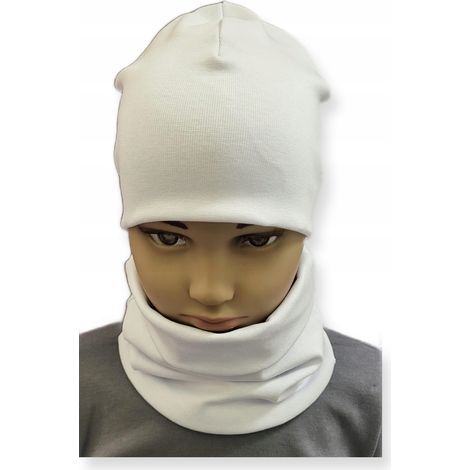 Conjunto GORRO + BUFANDA 74-80-86 conjunto bebé talla 40-44 doble BLANCO (1/3)