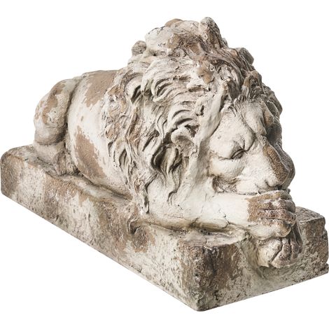 Figura decorativa para jardín de MgO león 23 x 64 x 38 cm decoración beige Lari (1/5)
