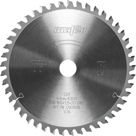 Lame de scie au carbure, 160 x 1,2/1,8 x 20 mm, Z45, 2FZ/TR, pour panneaux stratifiés 92606