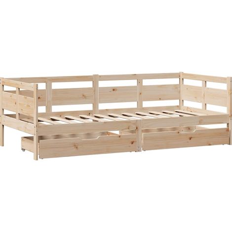 Lit de jour avec tiroirs sans matelas 90x190 cm bois massif vidaXL