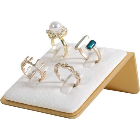Weißer Ringhalter, kleiner Samt-Ringhalter für Schmuck, Aufbewahrungsorganizer für Schmuckringe im Einzelhandel [Weiß] (1/5)