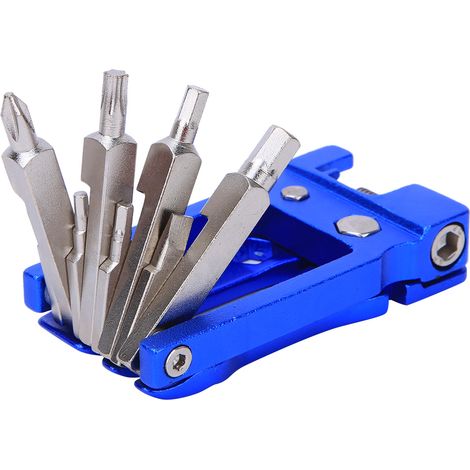 Outil de Réparation Vélo 20 en 1, Coupe-Chaîne Portable en Alliage d'Aluminium Bleu pour Bicyclettes (1/5)