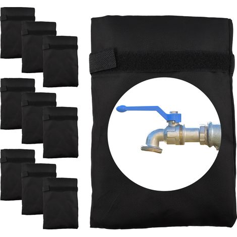 10 tapones antihielo para grifos exteriores (16 x 20 cm), fabricados en tejido Oxford grueso e impermeable, reutilizables y aislantes, en color negro. (1/5)