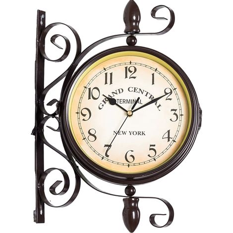 Horloge double face avec thermomètre – L 8,7 cm x P 25 cm x H 28,5 cm – livraison (1/5)