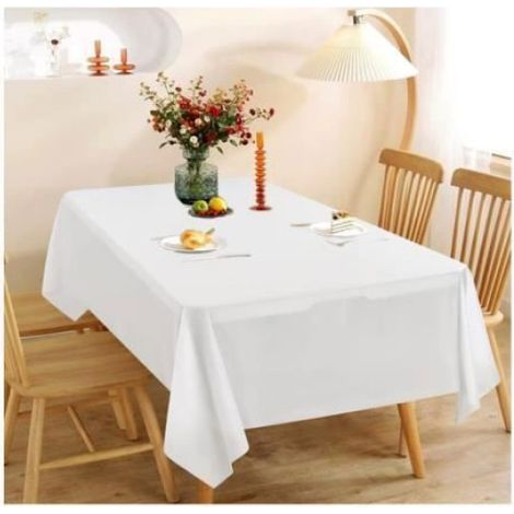 Nappes jetables - Blanc - Lot de 10 - 54 x 108 pouces - Imperméable - Anti-taches (1/4)