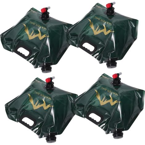 4 botellas de agua plegables – recipientes para almacenar agua potable, soporte para jarra para acampar, verde oscuro