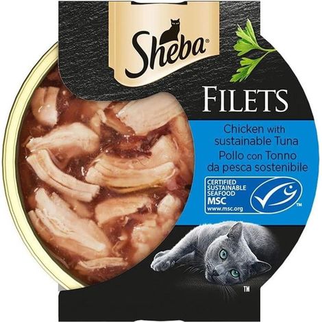sheba - umido per gatti filets pollo e tonno al naturale 60 gr